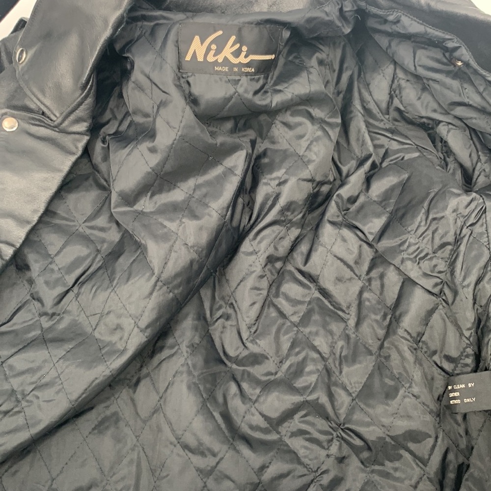 Niki Leather Jacket size XL Black Motorcycle jacket vintage - Picture 15 of 15